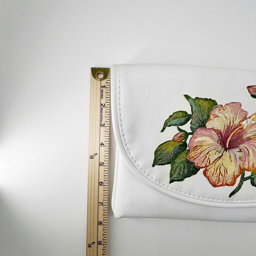 Vintage 60's The Original FLORIDA KEYS Hand Bag PAINTED Floral Yellow HIBISCUS - Picture 13 of 14
